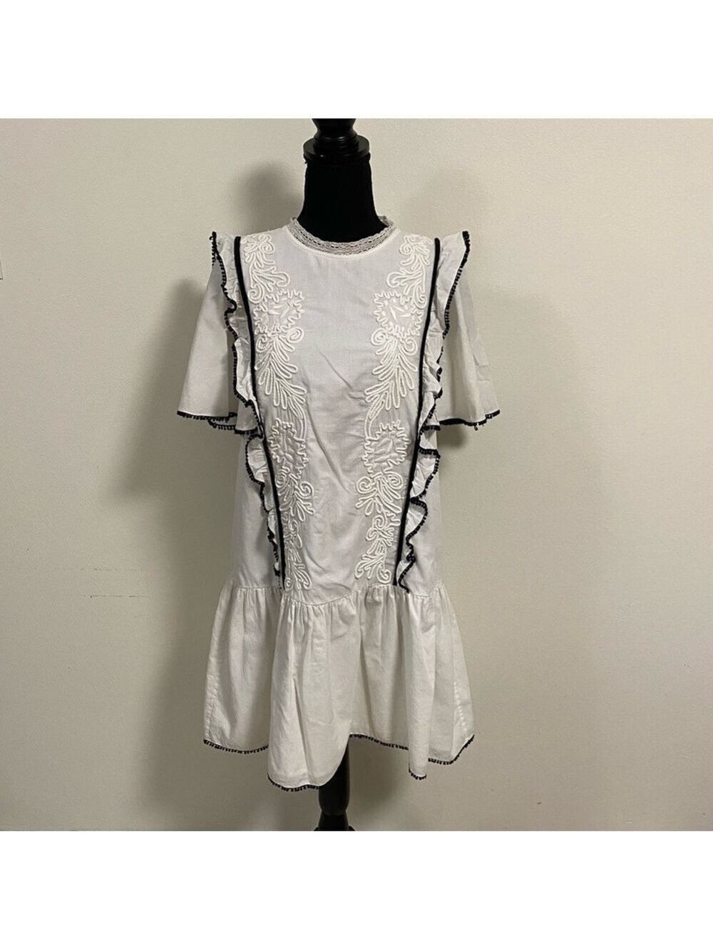 Anthropologie Dress Women’s Size XS Black White Seen Worn Kept Joan Ruffle dress